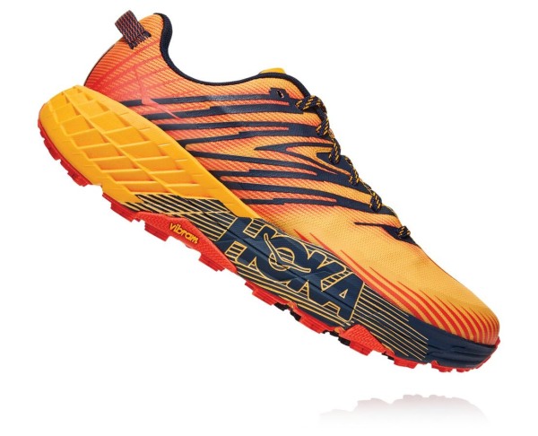 Hoka One One Speedgoat 4 Mens UK - Gold / Black Trail Running Shoes - DYBFJ5680